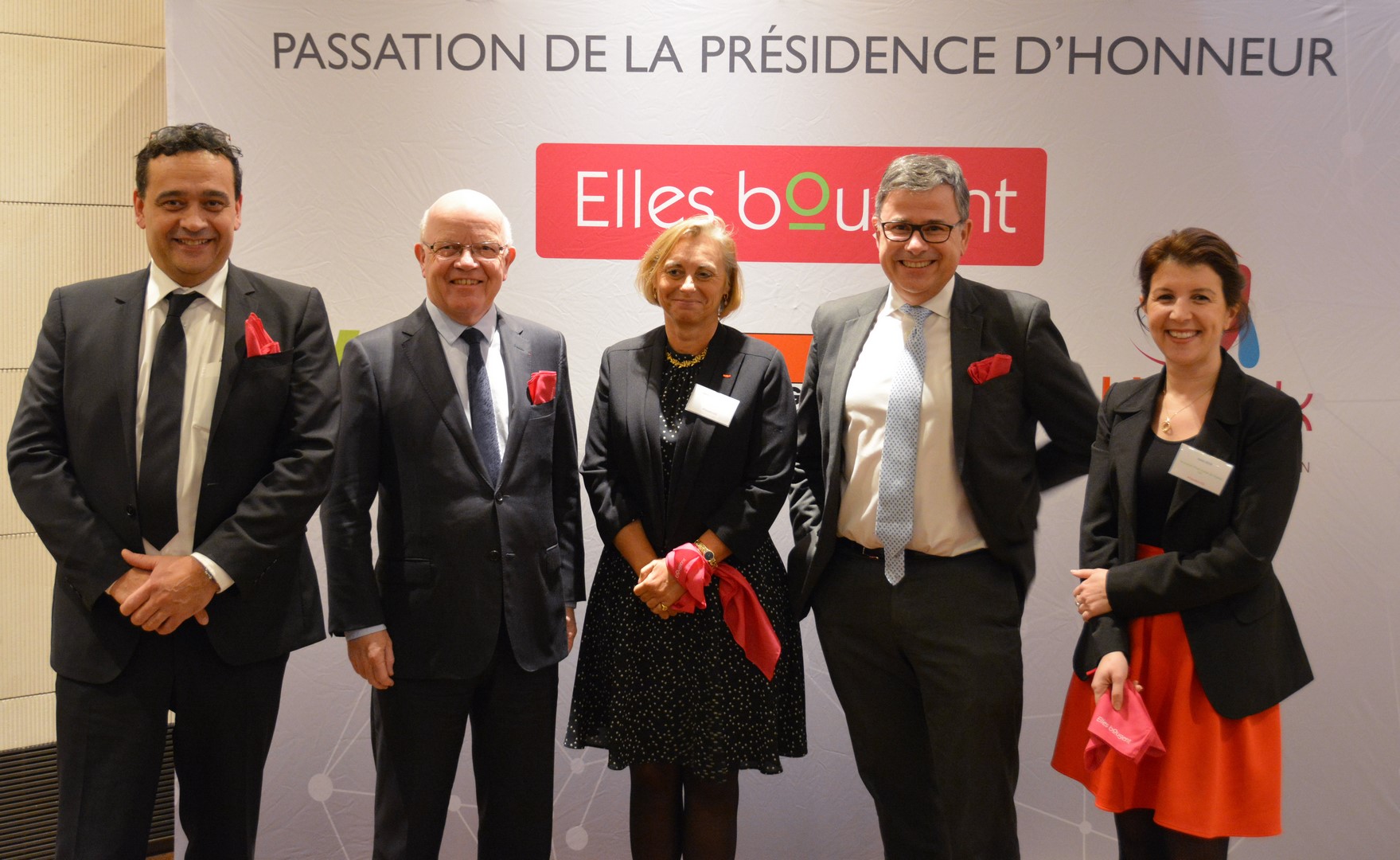 Passation de présidence d'honneur d'Elles Bougent 2017-2018 avec Philippe Bonnave, Bruno Guillemet et Marie-Sophie Pawlak