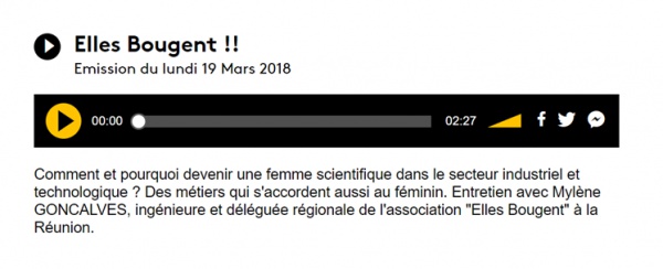 Intervention de Mylène Goncalves, déléguée régionale Elles Bougent à La Réunion sur les ondes de la ère