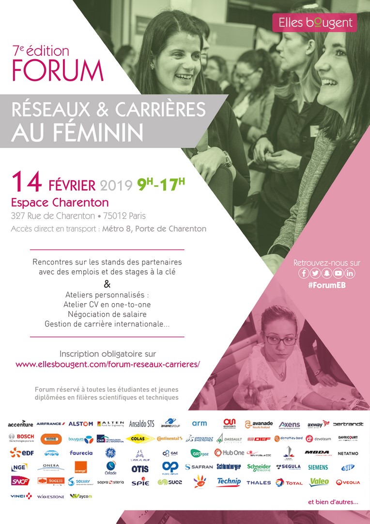 7e édition du Forum Réseaux et Carrières au Féminin d'Elles Bougent, le 14 février 2019, à l'Espace Charenton, Paris 12e
