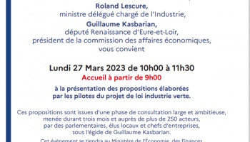 Nouvelle date - Invitation au ministère de l'économie - Présentation des propositions élaborées  par les pilotes du projet de loi industrie vert