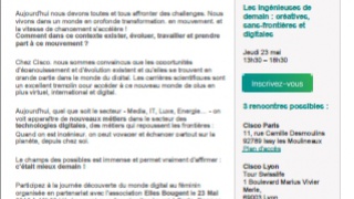 Evènement reporté - Plus que quelques jours pour s'inscrire à la journée « Découverte du monde digital au féminin » chez CISCO le 23 mai 2013 à 13h30