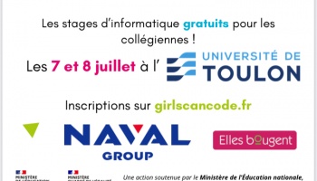 recherche marraines ou étudiantes pour intervenir stage informatique girls can code 7 et 8 juillet à l université de toulon